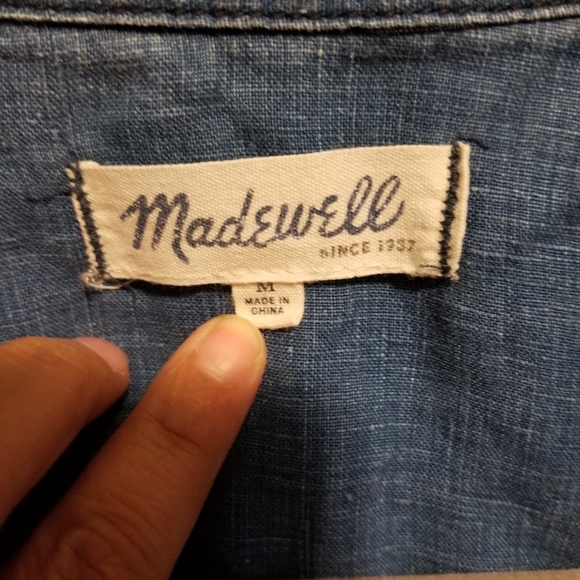 Madewell Long Sleeve shrit Blue Women's Size M - Picture 9 of 9